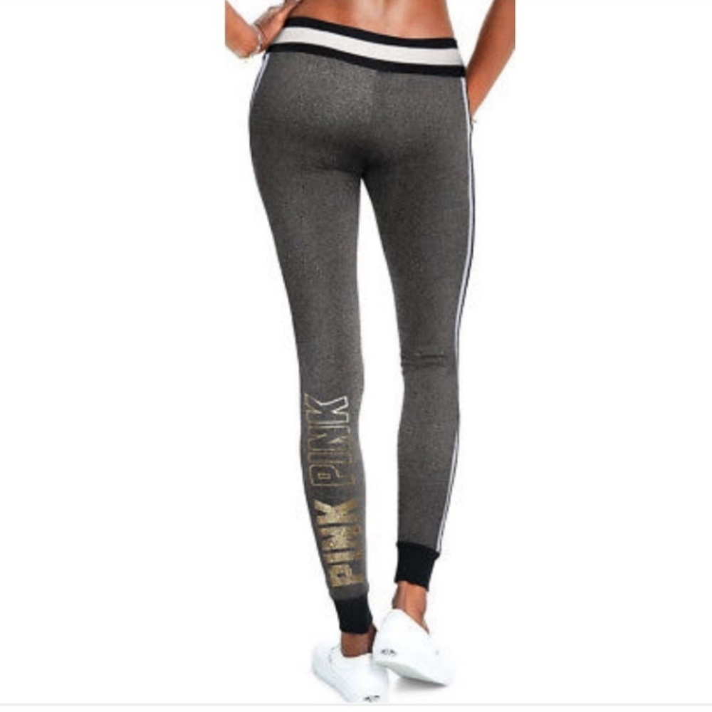 Victoria's Secret PINK Bling Campus Leggings Small (Fitted) Gray EUC